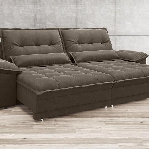 Sofá Bergamo 2,30m Assento Retrátil E Reclinável Velosuede Ma