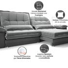 Sofá Bergamo 2,30m Retrátil E Reclinável Veludocristal Cinza