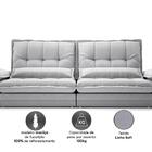 Sofá Bergamo 2,50m Retrátil E Reclinável Linho Soft Prata - N