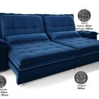 Sofá Bergamo 2,50m Retrátil E Reclinável Veludocristal Azul M