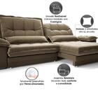 Sofá Bergamo 2,50m Retrátil E Reclinável Veludocristal Castor