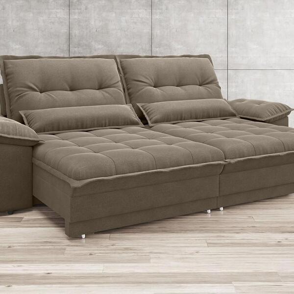 Sofá Bergamo 2,70m Assento Retrátil E Reclinável Velosuede Ca