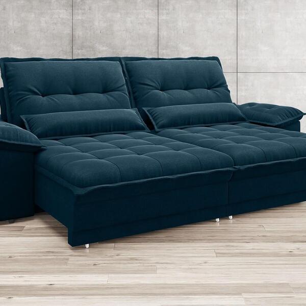 Sofá Bergamo 2,70m Assento Retrátil E Reclinável Velosuede Ro