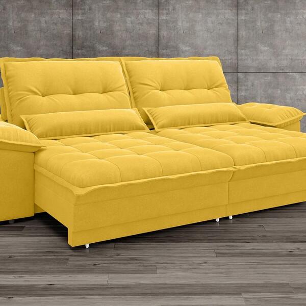 Sofá Bergamo 2,90m Assento Retrátil E Reclinável Velosuede Ca