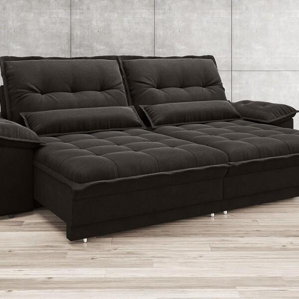 Sofá Bergamo 2,90m Assento Retrátil E Reclinável Velosuede Ch