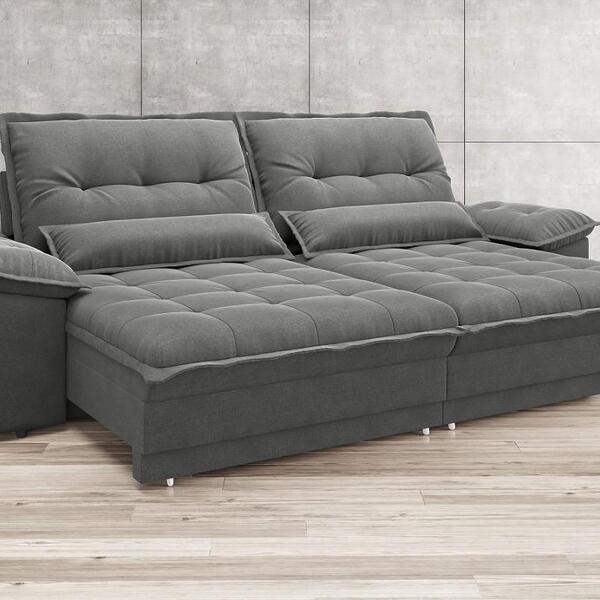 Sofá Bergamo 2,90m Assento Retrátil E Reclinável Velosuede Gr