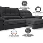 Sofá Bergamo 2,90m Retrátil E Reclinável Linho Soft Grafite -