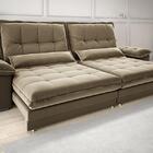 Sofá Bergamo 2,90m Retrátil E Reclinável Veludocristal Castor