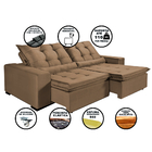 Sofá Berlim Retrátil E Reclinável 4 Lugares 1,70m Veludo Bege