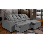 Sofá Berlim Retrátil E Reclinável 4 Lugares 1,80m Veludo Cinz