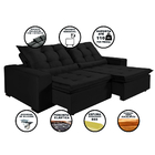 Sofá Berlim Retrátil E Reclinável 4 Lugares 1,80m Veludo Preto