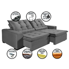Sofá Berlim Retrátil E Reclinável 4 Lugares 2m Veludo Cinza C