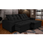 Sofá Berlim Retrátil E Reclinável 6 Lugares 3,10m Veludo Preto