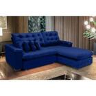 Sofá Berlin 2.65x2.10m Com Chaise Super Pillow Top - Azul