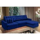 Sofá Berlin 3.85x2.10m Com Chaise Super Pillow Top - Azul