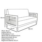 Sofá Bex 2 Lugares 160 Cm Linho Rústico Grigio Cinza Claro