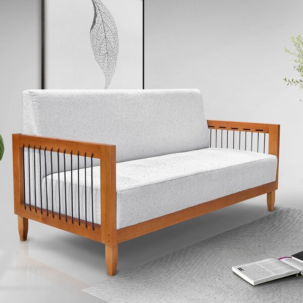 Sofá Bex 2 Lugares 160 Cm Linho Rústico Grigio Cinza Claro