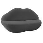 Sofá Boca Em Tecido Suede Preto