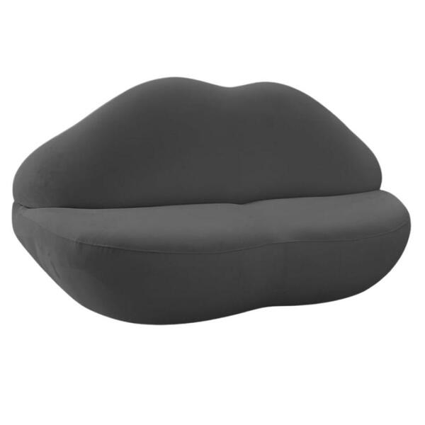 Sofá Boca Em Tecido Suede Preto