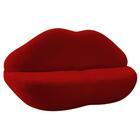 Sofá Boca Em Tecido Suede Vermelho