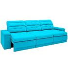 Sofá Brunello 2,30m Retrátil E Reclinável Velosuede Turquesa