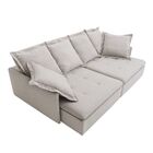 Sofá Cairo 03 Lugares 236cm Linho De Algodão Cinza - Gran Belo