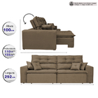 Sofá Cairo 2,92m Retrátil, Reclinável Tecido Suede Castor