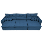 Sofá Cairo 3,82m Retrátil, Reclinável Tecido Suede Azul