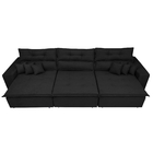 Sofá Cairo 3,82m Retrátil, Reclinável Tecido Suede Preto