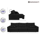 Sofá Cairo 3,82m Retrátil, Reclinável Tecido Suede Preto