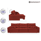 Sofá Cairo 3,82m Retrátil, Reclinável Tecido Suede Vermelho