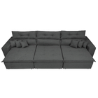 Sofá Cairo 4,12m Retrátil, Reclinável Tecido Suede Cinza