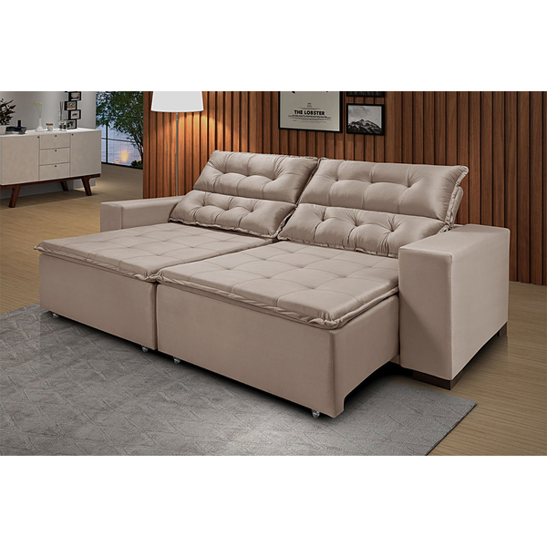 Sofá California Bipartido 4 Lugares 2,20m Retrátil E Reclináv