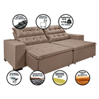 Sofá California Bipartido 6 Lugares 3,10m Retrátil E Reclináv