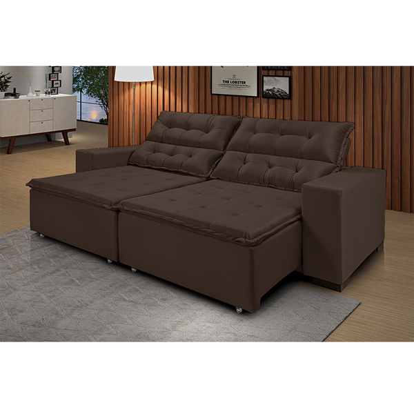 Sofá California Bipartido 6 Lugares 3,30m Retrátil E Reclináv