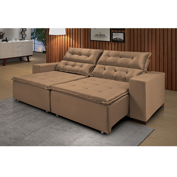 Sofá California Bipartido 6 Lugares 3,80m Retrátil E Reclináv