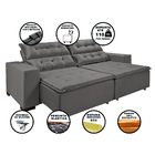 Sofá California Bipartido 6 Lugares 4,12m Retrátil E Reclináv