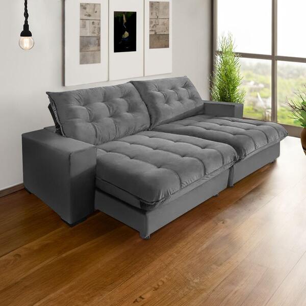 Sofá Califórnia Retrátil E Reclinável 5 Lugares 2,70m Com Mol