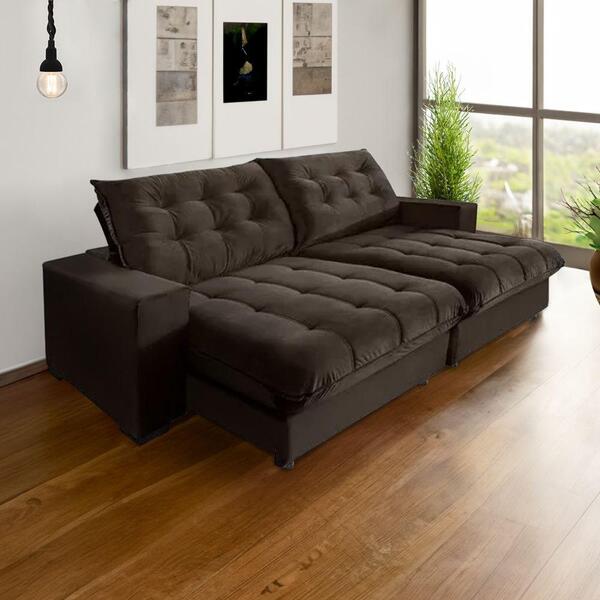 Sofá Califórnia Retrátil E Reclinável 5 Lugares 2,70m Com Mol