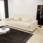 Sofá Cama 02 Lugares Lisboa Linho Bege A19 Pés De Madeira - D