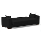 Sofá Cama 02 Lugares Lisboa Linho Preto A79 Pés De Madeira -