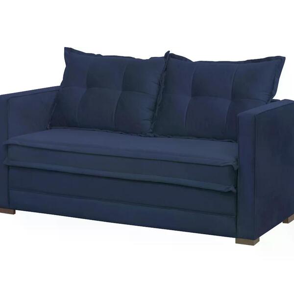 Sofa Cama 02 Lugares Londres Suede Azul Dmonegatto