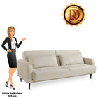 Sofá Cama 03 Lugares Angel Veludo Kaki Pés Tabaco - D'rossi