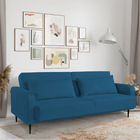 Sofá Cama 03 Lugares Angel Veludo Marinho Pés Tabaco - D'rossi