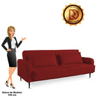 Sofá Cama 03 Lugares Angel Veludo Marsala Pés Tabaco - D'rossi