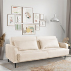 Sofá Cama 03 Lugares Angel Veludo Perola Pés Tabaco - D'rossi