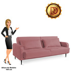 Sofá Cama 03 Lugares Angel Veludo Pés Tabaco - D'rossi - Rosa
