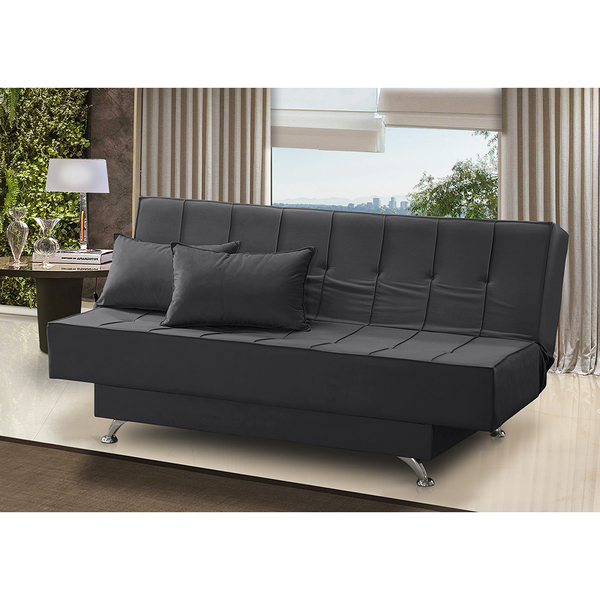 Sofá Cama 1,80m 3 Lugares Barbara Suede Cinza Adonai Estofados