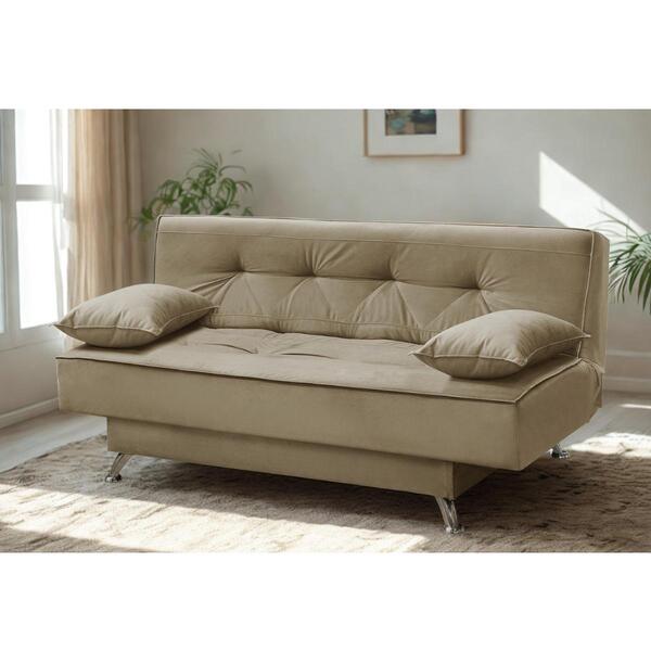 Sofá Cama 1,80m Flórida Suede Bege Mirra Decor