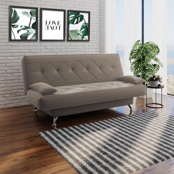 Sofá Cama 1,80m Iara Suede Capuccino  Madelina Decor